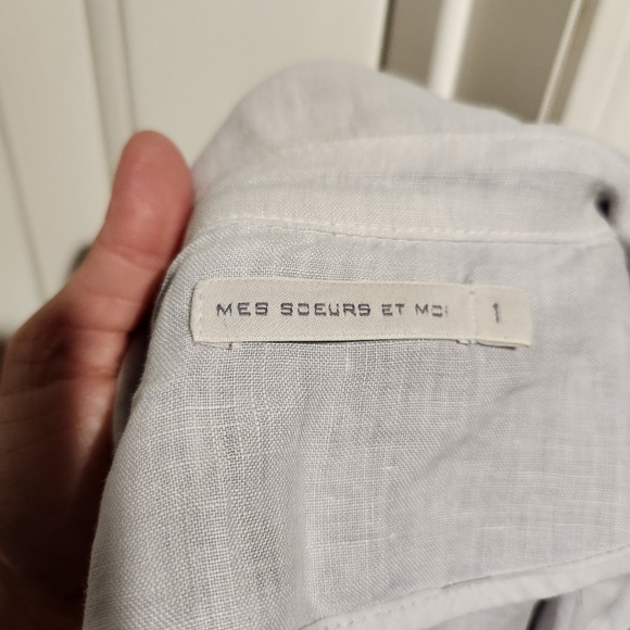 MES SOEURS ET MOI 100% Linen Button Long Sleeve Jacket Lagenlook Minimalist - Picture 2 of 7